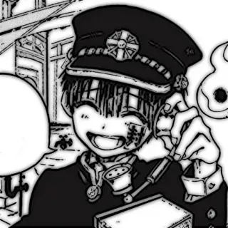 🔭 Hanako Toilet-Bound Hanako-kun Anime, Manga, Hanako-kun, Uniforme scolaire, Surnaturel, Noir et blanc telegram sticker