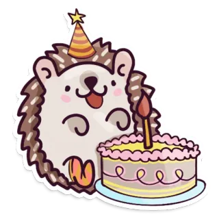 🎂 เม่น, วันเกิด, เค้ก, ปาร์ตี้, ฉลอง, สัตว์, น่ารัก telegram sticker