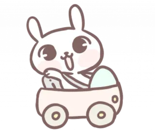 🎀 thỏ, phim hoạt hình, động vật, kawaii, dễ thương, thỏ, lái xe, xe hơi telegram sticker