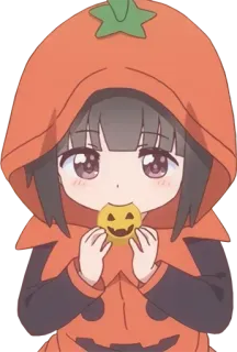 🍪 anime, halloween, pumpkin, cute, cartoon, cookie telegram sticker