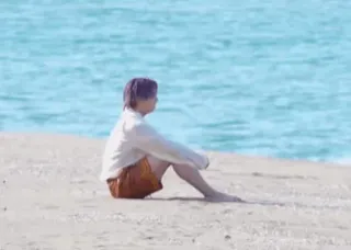 💔 plage, mer, sable, eau, personne, assis, océan telegram sticker