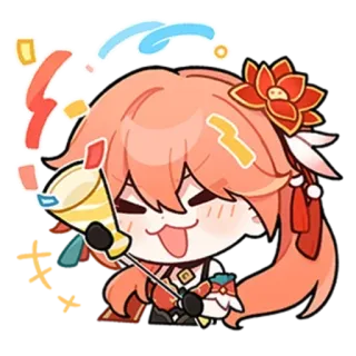🎉 Feier, Anime, Cartoon, Fröhlich, Süß, Figur, Konfetti, Jubel whatsapp sticker