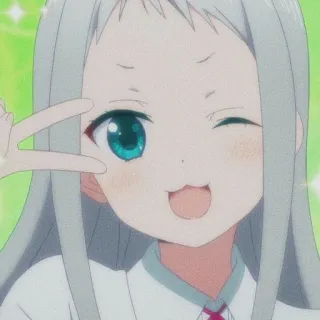 🌱 Anime, Gadis, Lucu, Mengedipkan mata, Tanda perdamaian, Manga, Kawaii whatsapp sticker
