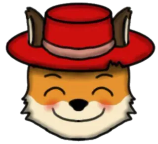 😊 fox, hat, animal, cute, cartoon, smiling telegram sticker