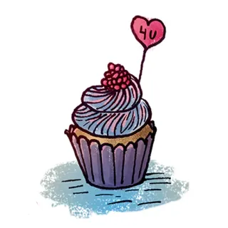 ❤ 40 cupcake, birthday, forty, heart, celebration, dessert telegram sticker