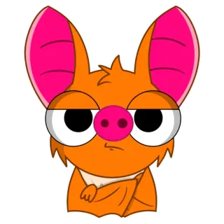 😒 летучая мышь, животное, мультфильм, млекопитающее, оранжевый, розовый, милый, глаза whatsapp sticker