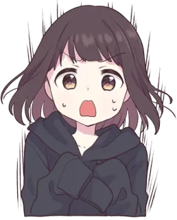 😦 fille anime, choqué, surpris, kawaii, mignon, anime whatsapp sticker