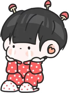 😭 carino, kawaii, fungo, cartone animato, personaggio, illustrazione whatsapp sticker