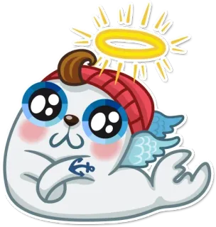 😇 Siegel, Cartoon, Niedlich, Engel, Tier, Heiligenschein, Aufkleber whatsapp sticker