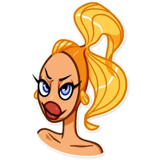 😏 мультфильм, блондинка, женщина, персонаж, стикер, иллюстрация telegram sticker