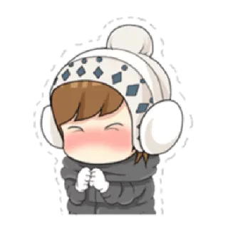 😊 Kartun, Musim dingin, Dingin, Lucu, Gadis, Salju, Kawaii whatsapp sticker
