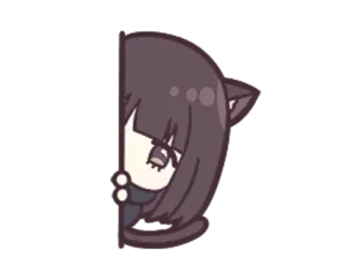👀 Anime, Kucing, Mengintip, Bersembunyi, Kawaii, Lucu telegram sticker