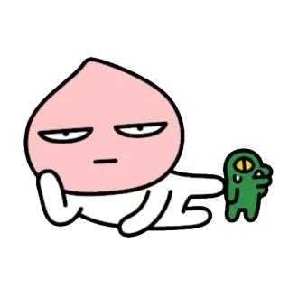😒 character, cartoon, cute, peach, green creature, sticker telegram sticker