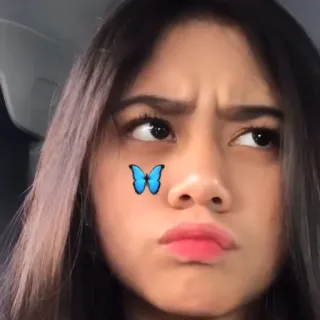 💗 mulher, borboleta, jovem, retrato, rosto, menina whatsapp sticker