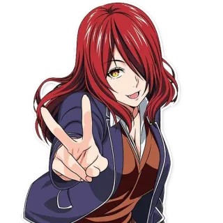 ✌ anime, red hair, woman, peace sign, cartoon telegram sticker