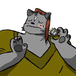 😌 L1 Tier, Wolf, Computerchip, L1 Cache, Technologie, Cartoon whatsapp sticker