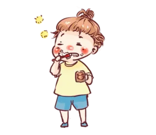 💦 cartoon, brush teeth, cute, kid, morning routine, clean, hygiene, health telegram sticker