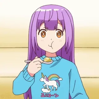 😋 ユニコーン Anime, Dziewczyna, Jedzenie, Jednorożec, Kawaii, Kreskówka telegram sticker