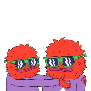 🙆‍♂️ potwór, przyjaciel, okulary, kreskówka, naklejka, uścisk telegram sticker