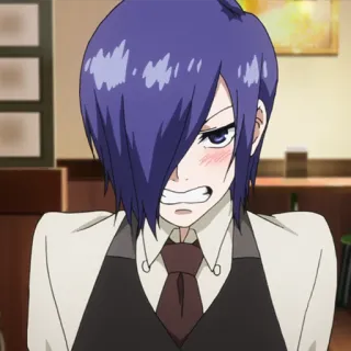 😡 Touka Kirishima Tokyo Ghoul 动漫, 董香, 东京喰种, 漫画, 角色, 女性, 紫色头发 telegram sticker