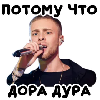 💅 потому что
ДОРА ДУРА cantor, russo, música, microfone, retrato telegram sticker
