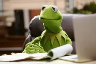 🕐 Kermit カーミット, マペッツ, カエル, ミーム, オフィス, 仕事 telegram sticker