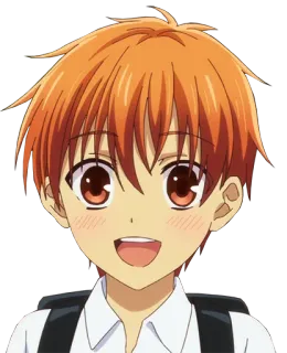 😃 Kyo Sohma Fruits Basket Аниме, Персонаж, Мультфильм, Рыжие волосы, Улыбка telegram sticker