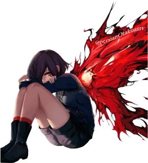 ❤ @persianotakuamv Anime, Fille, Ailes, Illustration, Dessin, Assise, Personnage telegram sticker