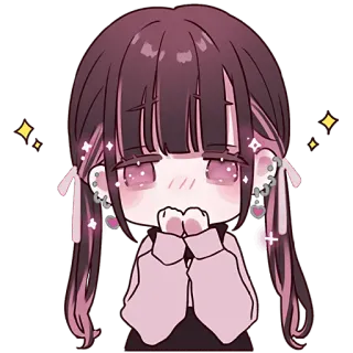 🤩 anime, schattig, meisje, kawaii, glitter, oorbellen telegram sticker