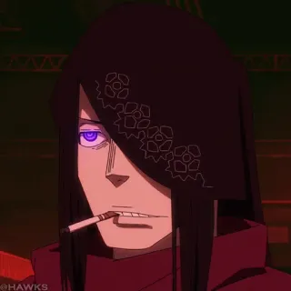 🃏 Аниме, Курение, Сигарета, Капюшон, Фиолетовые глаза telegram sticker