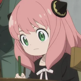 😐 Anya Spy x Family Anya Forger, Anime, Spy x Family, Rosa Haare, Cartoon, Niedlich whatsapp sticker