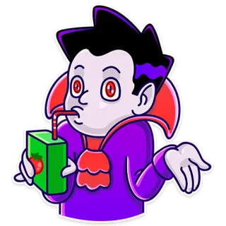 🤷 vampire, cartoon, juice, straw, halloween, spooky telegram sticker