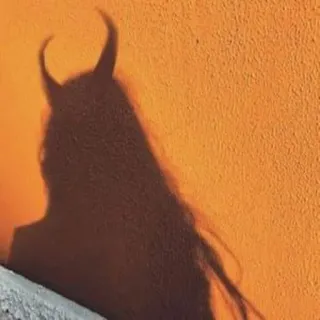 🧡 shadow, devil, horns, silhouette, woman, hair, wall, orange telegram sticker