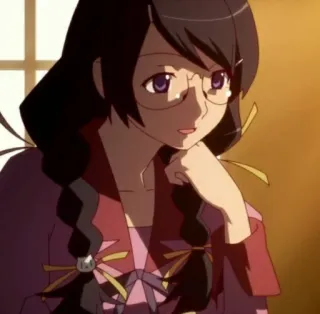 🕶 Hanekawa Tsubasa Monogatari Anime, Hanekawa, Tsubasa, Lunettes, Tresses, Monogatari, Fille whatsapp sticker