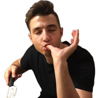 🍰 homme, couteau, nourriture, manger, personne, cuisine telegram sticker