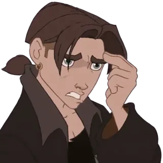 🤔 Jim Hawkins Treasure Planet animato, Disney, personaggio, pensieroso telegram sticker