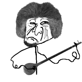 🎸 meme, wojak, sad, musical instrument, black and white, cartoon, illustration telegram sticker