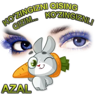 😉 KO'ZINGIZNI QISING QIZIM... KO'ZINGIZNI! Auge, Cartoon, Hase, Karotte, Mädchen telegram sticker