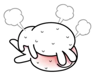 ♥️ cute, animal, sticker, exhausted, lying down, white telegram sticker