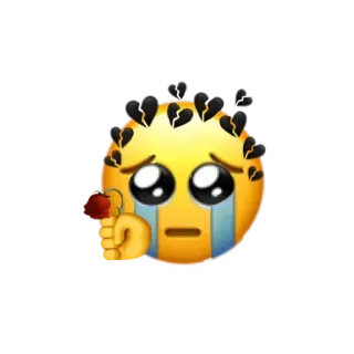 😢 emoji, crying, sad, rose, broken heart telegram sticker
