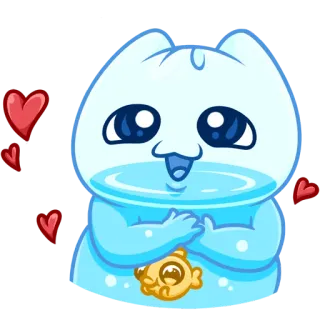 🥰 스티커, 귀여운, 만화, 물고기, 하트, 사랑스러운 telegram sticker