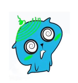 😖 dessin animé, personnage, animal, bleu, illustration whatsapp sticker