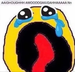 😭 AAIGHOUGHH AWOOOOGAIUGAHAAAAA Nn piangere, meme, emoji, urlare, giallo telegram sticker