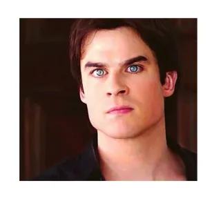 😐 Damon Salvatore The Vampire Diaries vampiro, occhi blu, serie TV, soprannaturale, ritratto, Ian Somerhalder telegram sticker