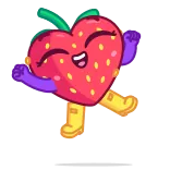 😄 erdbeere, herz, frucht, glücklich, cartoon whatsapp sticker