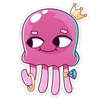😊 jellyfish, cartoon, princess, ring, cute, funny, sticker telegram sticker