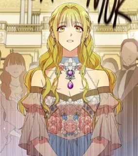 ❤️ donna, vestito, capelli biondi, ritratto, manga, anime telegram sticker
