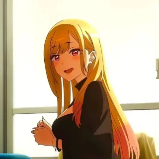 🎃 Marin Kitagawa My Dress-Up Darling Anime, Marin Kitagawa, My Dress-Up Darling, fofa, garota, sorrindo, garota anime telegram sticker