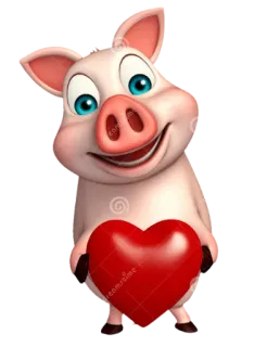 🐷 หมู, หัวใจ, น่ารัก, สัตว์, การ์ตูน, ความรัก, สีชมพู telegram sticker