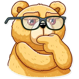 🤔 beruang, kacamata, berpikir, kartun, hewan, ilustrasi telegram sticker